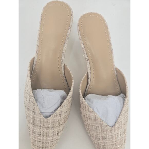 Women’s Tweed Pointed Toe Mules Pumps Size 8 Natural Multi - Picture 5 of 8